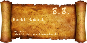 Berki Babett névjegykártya